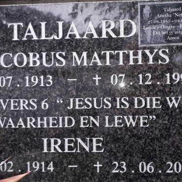 TALJAARD Jacobus Matthys 1913-1997 &amp; Irene 1914-2008