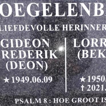 KOEGELENBERG Gideon Frederik 1949- &amp; Lorraine 1950-2021