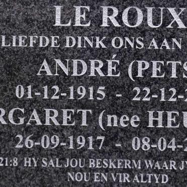 ROUX Andre, le 1915-2008 &amp; Margaret HEURTLEY 1917-2009