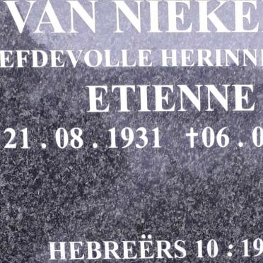 NIEKERK Etienne, van 1931-2014