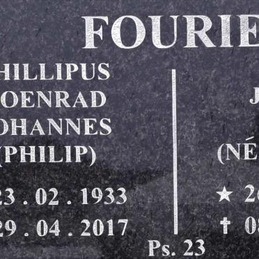 FOURIE Phillipus Coenrad Johannes 1933-2017 &amp; Alida Jacoba THIART 1935-2019