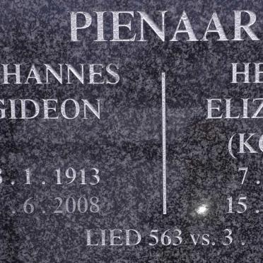 PIENAAR Johannes Gideon 1913-2008 &amp; Hester Elizabeth KOTZE 1918-2007