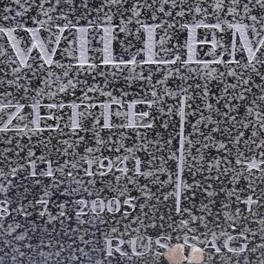 WILLEMSE Japie 1948-2012 &amp; Suzette 1941-2005