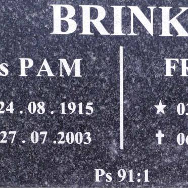 BRINK Pam 1915-2003 &amp; Frieda 1929-2017