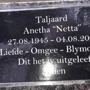 TALJAARD Anetha 1945-2017