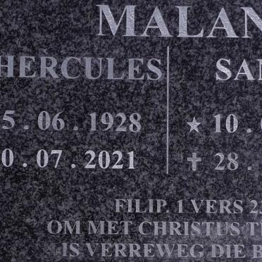 MALAN Hercules 1928-2021 &amp; Sannie 1927-2020