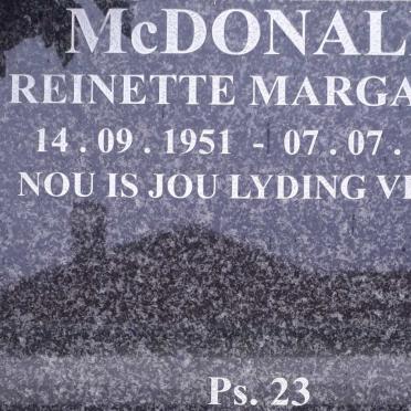 MCDONALD Reinette Margaret 1951-2018