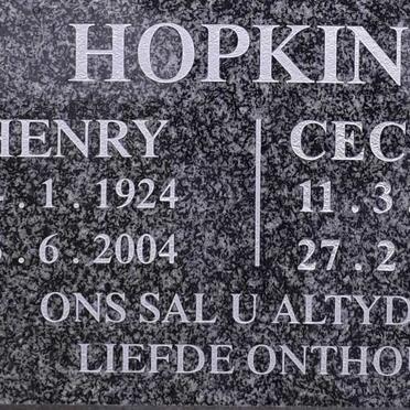 HOPKINS Henry 1924-2004 &amp; Cecilia 1924-2018