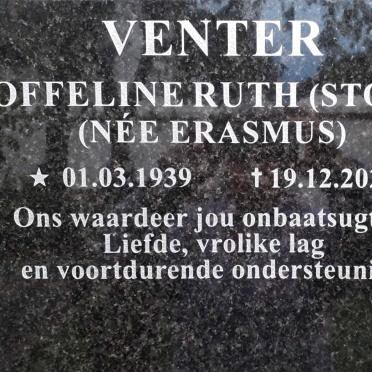 VENTER Stoffeline Ruth nee ERASMUS 1939-2020