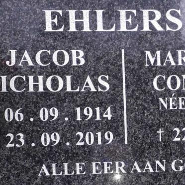 EHLERS Jacob Nicholas 1914-2019 &amp; Marguerite Constance DE MARDT -2013