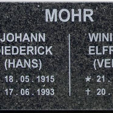 MOHR Johann Diederick 1915-1993 &amp; Winifred Elfrieda 1924-2010