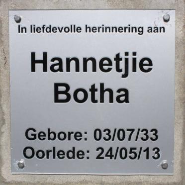 BOTHA Hannetjie 1933-2013