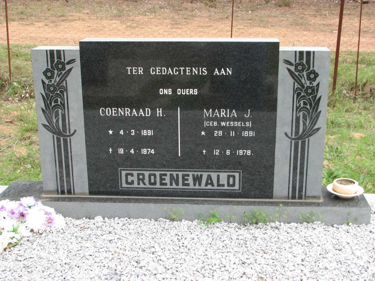 GROENEWALD Coenraad H. 1891-1974 &amp; Maria J. WESSELS 1891-1978