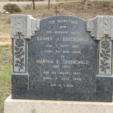 GROENEWALD Casper J. 1900-1948 &amp; Martha E. KEET 1900-1949