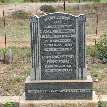 GROENEWALD Andries Nicolaas 1874-1944 &amp; Margaretha Johanna Susanna GROENEWALD 1861-1943
