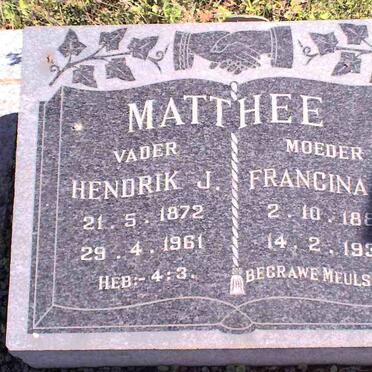 MATTHEE Hendrik J. 1872-1961 &amp; Francina J. 1880-1932