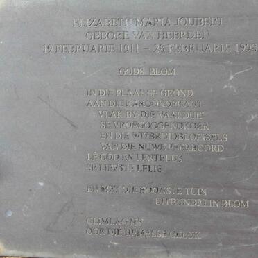 JOUBERT Elizabeth Maria nee VAN HEERDEN 1911-1998