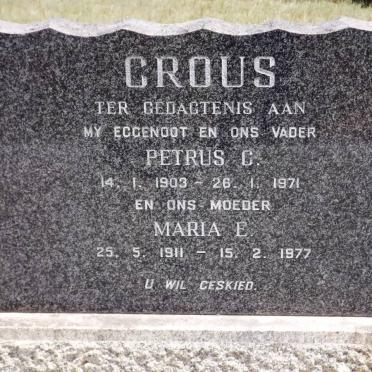 CROUS Petrus C. 1903-1971 &amp; Maria E. 1911-1977