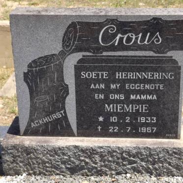 CROUS Miempie nee ACKHURST 1933-1967