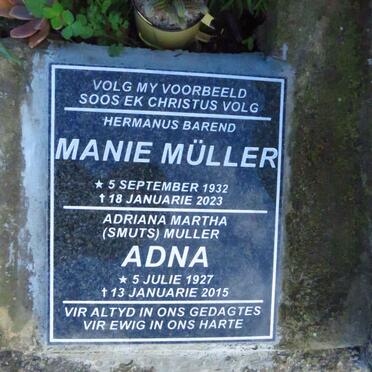 MÜLLER Manie 1932-2023 &amp; Adna Martha SMUTS 1927-2015