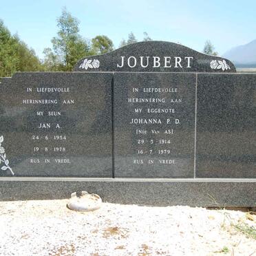 JOUBERT Jan A. 1954-1978 :: JOUBERT Johanna P.D. VAN AS 1914-1979