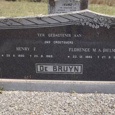 BRUYN Henry F., de 1890-1969 &amp; Florence M.A. HELM 1885-1970