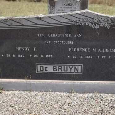 BRUYN Henry F., de 1890-1969 &amp; Florence M.A. HELM 1885-1970