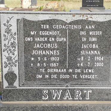SWART Jacobus Johannes 1903-1987 &amp; Jacoba Susanna 1904-2000