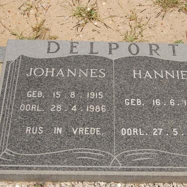 DELPORT Johannes 1915-1986 &amp; Hannie 1921-2002
