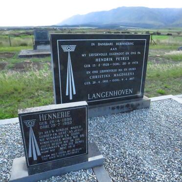 LANGENHOVEN Hendrik Petrus 1928-1978 &amp; Christina Magdalena 1932-2017