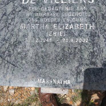 VILLIERS Martha Elizabeth, de 1948-2002