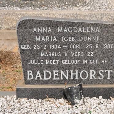 BADENHORST Anna Magdalena Maria nee DUNN 1904-1988