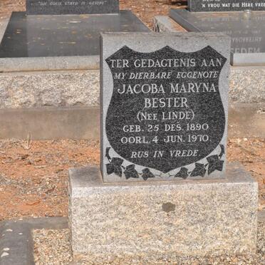 BESTER Jacoba Maryna nee LINDE 1890-1970