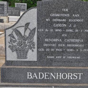 BADENHORST Gideon J.J. 1890-1965 &amp; Hendrina Catherina DIEDERICKS 1900-1978