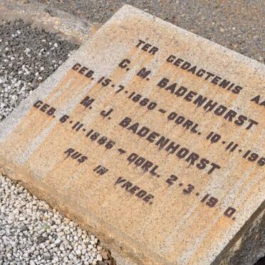 BADENHORST C.M. 1880-1964 &amp; M.J. 1886-1980