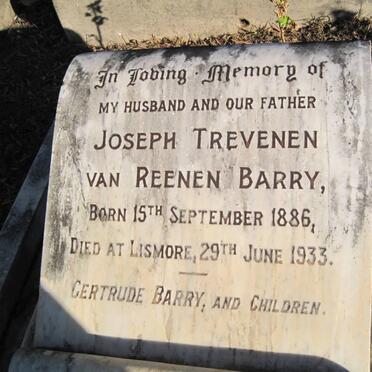 BARRY Joseph Trevenen van Reenen 1886-1933