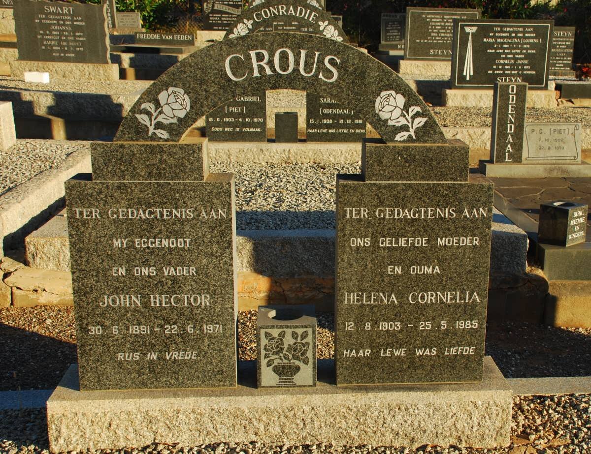 CROUS John Hector 1891-1971 &amp; Helena Cornelia 1903-1985