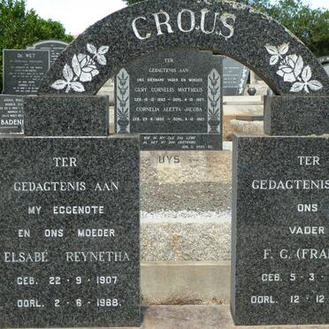 CROUS F.G. 1895-1976 &amp; Elsabé Reynetha 1907-1968