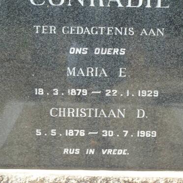CONRADIE Christiaan D. 1876-1969 &amp; Maria E. 1879-1929