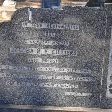CILLIERS Jacoba M.F. nee PRINS 1857-1945