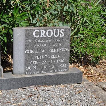 CROUS Cornelia Gertruida Petronella 1900-1986 :: DU TOIT Elizabeth L.H. nee CROUS 1930-1963
