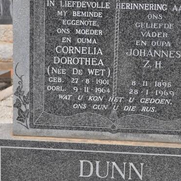 DUNN Johannes Z.H. 1895-1969 &amp; Cornelia Dorothea DE WET 1901-1964