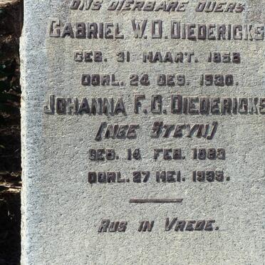DIEDERICKS Gabriel W.D. 1858-1930 &amp; Johanna F.C. STEYN 1863-1935