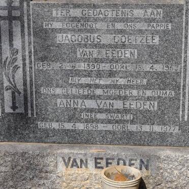 EEDEN Jacobus Coetzee, van 1890-1953 &amp; Anna SWART 1898-1977