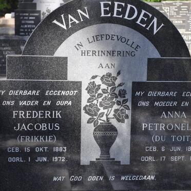 EEDEN Frederik Jacobus, van 1883-1972 &amp; Anna Petronella DU TOIT 1897-1990