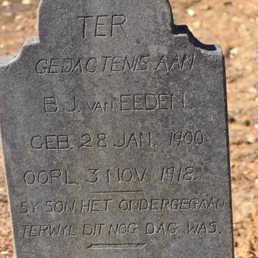 EEDEN B.J., van 1900-1918