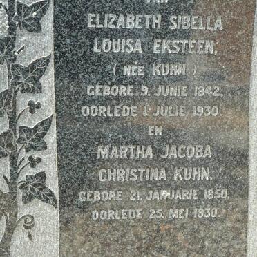 EKSTEEN Elizabeth Sibella Louisa nee KUHN 1842-1930 :: KUHN Martha Jacoba Christina 1850-1930