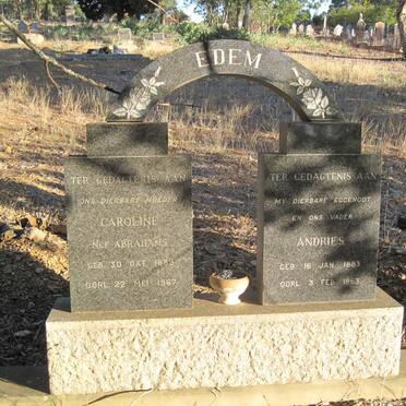 EDEM Andries 1883-1963 &amp; Caroline ABRAHAMS 1889-1967