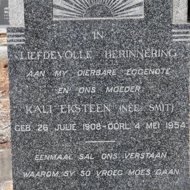 EKSTEEN Pieter Johannes 1903-1970 &amp; Kali SMIT 1908-1954 