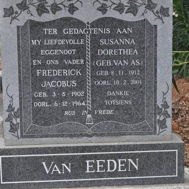 EEDEN Frederick Jacobus, van 1902-1964 &amp; Susanna Dorethea VAN AS 1912-2001